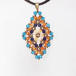 Pendant 30cm - Talia Rhombus M-Chocolate Suedine - Pendant 30cm - Laiton bronze
